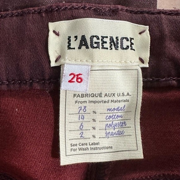 L'AGENCE Margot Skinny High-Rise Garnet Coated Jean Size 26 - Picture 12 of 16